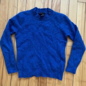Tahari 100% 2-Ply Cashmere Womens XL (M) Pure Luxe Cobalt Blue Crewneck Sweater